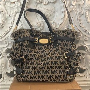Michael Kors Black Monogram Canvas Hobo Bag